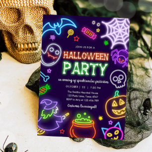 Neon Halloween fest glöd i Mörken Spooktacular Inbjudningar