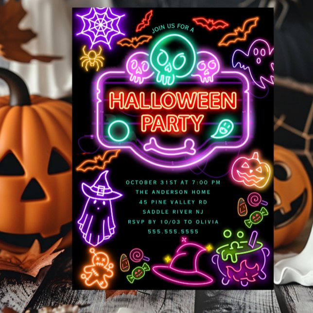 Neon Halloween fest-inbjudan Inbjudningar (Skapare uppladdad)