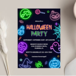 Neon Halloween fest Inbjudningar