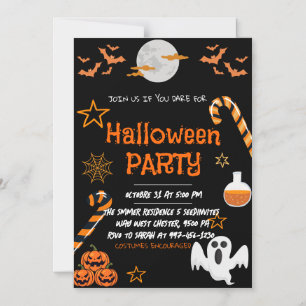 Neon Halloween fest, Spooky Costume Party Magnetisk Inbjudningskort
