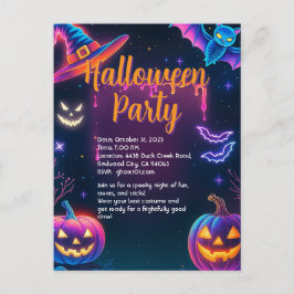 Neon Halloween-fest Vykort