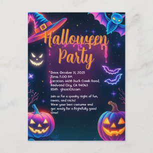 Neon Halloween-fest Vykort