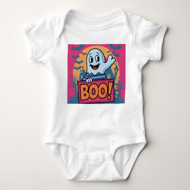 Neon Halloween Ghost, Neon Boo Halloween Ghost T Shirt (Framsida)