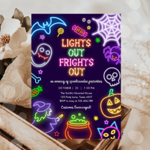 Neon Halloween Glow i Mörken Spooktacular Party Inbjudningar