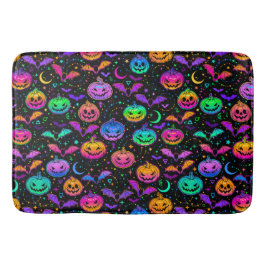 Neon Halloween Jack=O=Lanterns Fladdermöss och Stj Badrumsmatta