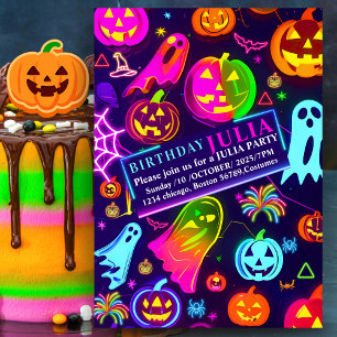 Neon Halloween-ljusreginbow Glowing Ghost party Inbjudningar