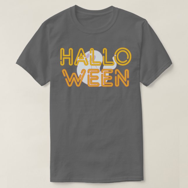Neon Halloween Lycklig Ghost Helgdag Design  T Shirt (Design framsida)