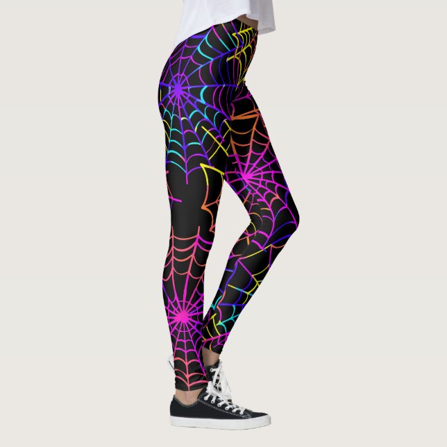 Neon Halloween-mönster  Leggings (Höger)