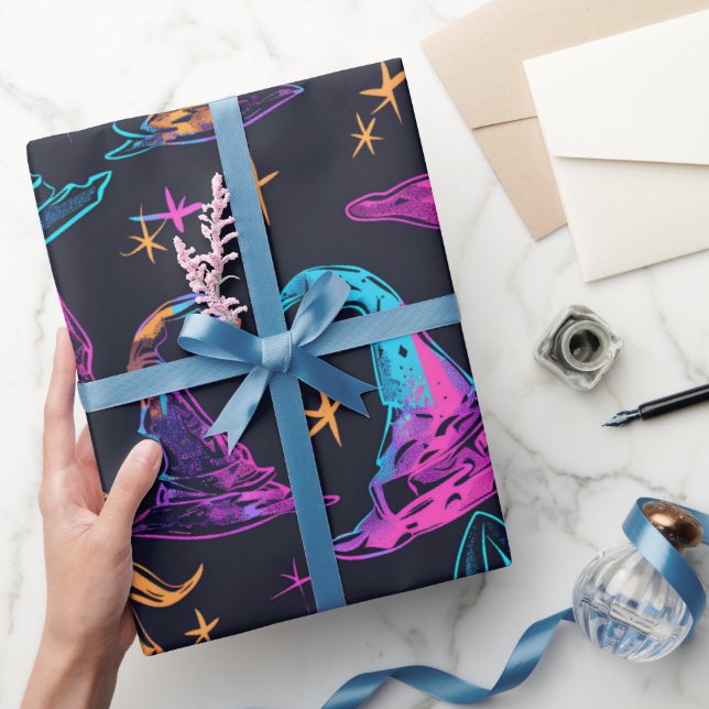 Neon Halloween-mönster  Presentpapper (Gifting)