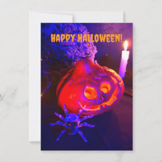 Neon Halloween pumpkins Anteckningskort