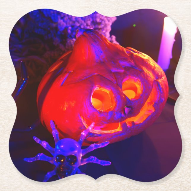 Neon Halloween pumpkins Underlägg Papper (Framsida)