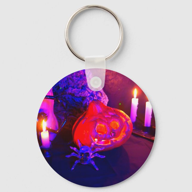 Neon Halloween-pumpor Nyckelring (Framsida)