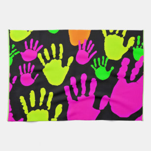 Neon Handprint Graffiti Mönster Kökshandduk
