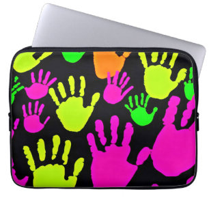 Neon Handprint Graffiti Mönster Laptop Fodral