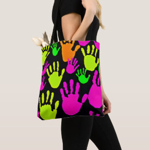 Neon Handprint Graffiti Mönster Tygkasse