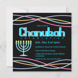 Neon Hanukkah Party Inbjudningar