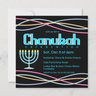 Neon Hanukkah Party Inbjudningar