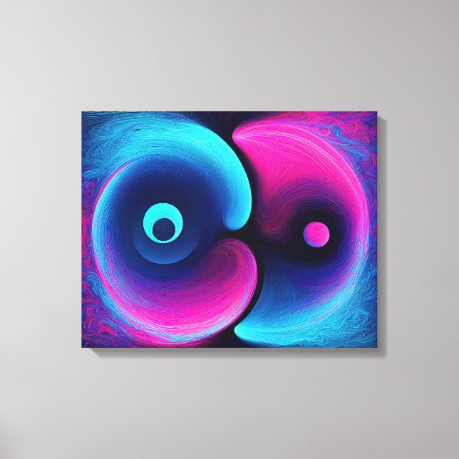 Neon Harmony: En modern tolkning av Yin Yang Canvastryck (Framsida)