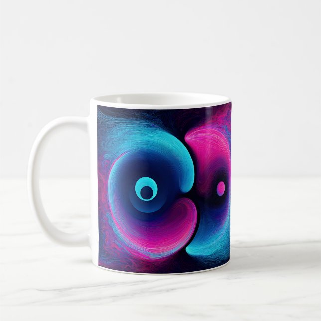 Neon Harmony: En modern tolkning av Yin Yang Kaffemugg (Vänster)