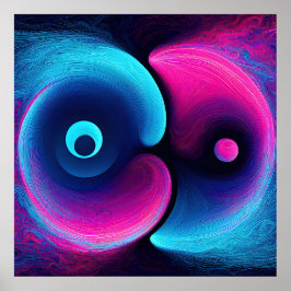 Neon Harmony: En modern tolkning av Yin Yang Poster