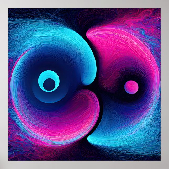 Neon Harmony: En modern tolkning av Yin Yang Poster (Framsidan)
