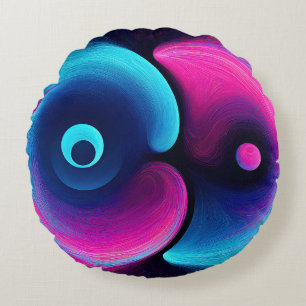 Neon Harmony: En modern tolkning av Yin Yang Rund Kudde