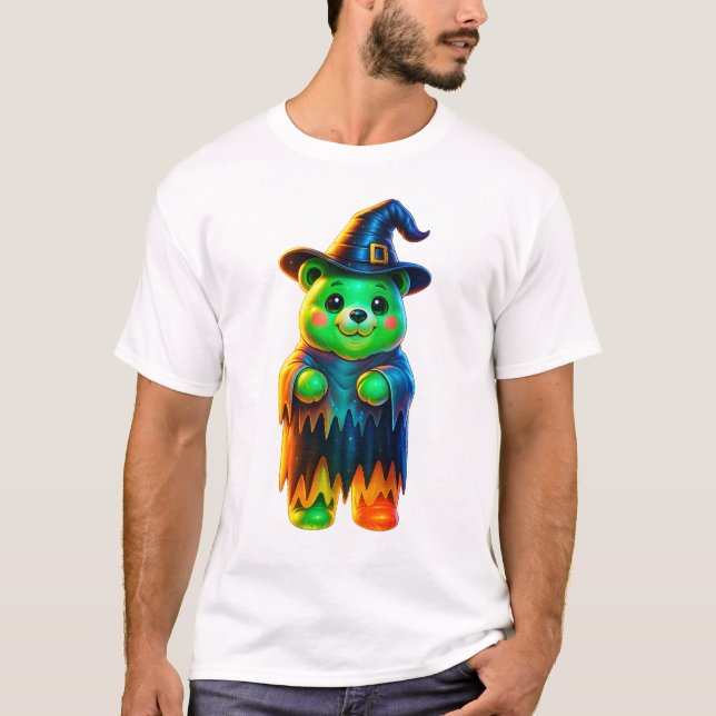 Neon Häx Björn Halloween T Shirt (Framsida)
