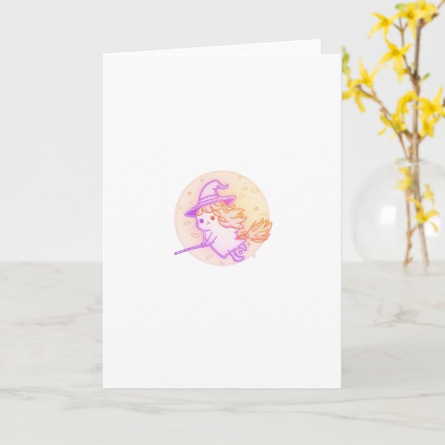 Neon Häxig Halloween-kort – Retro spöklik Kort (Gul blomma)