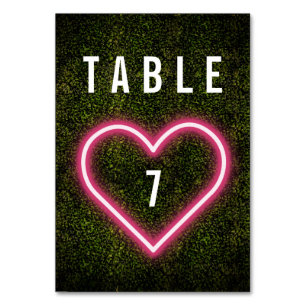 Neon Heart Boxwood Bröllop Bordsnummer