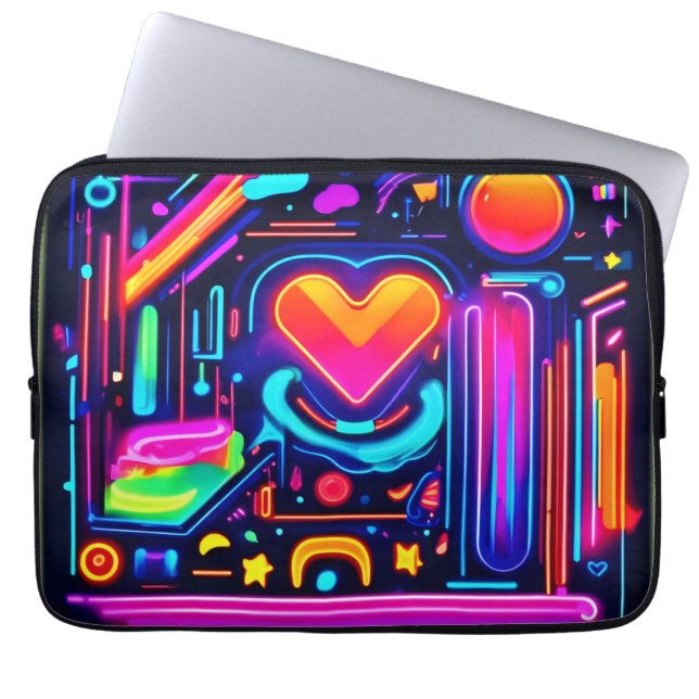 Neon Heart Chaos Laptop Fodral (Framsidan)