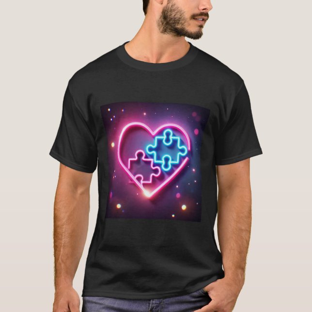 Neon Heart Puzzle Manar Shirts T Shirt (Framsida)