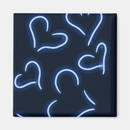Neon Hearts Blue Magnet
