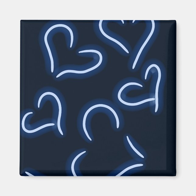 Neon Hearts Blue Magnet (Framsidan)