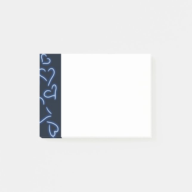 Neon Hearts Blue Post-it Block (Framsida)
