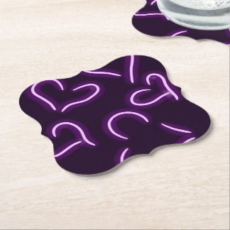 Neon Hearts Lila Underlägg Papper