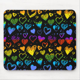 Neon hearts Mousepad Musmatta