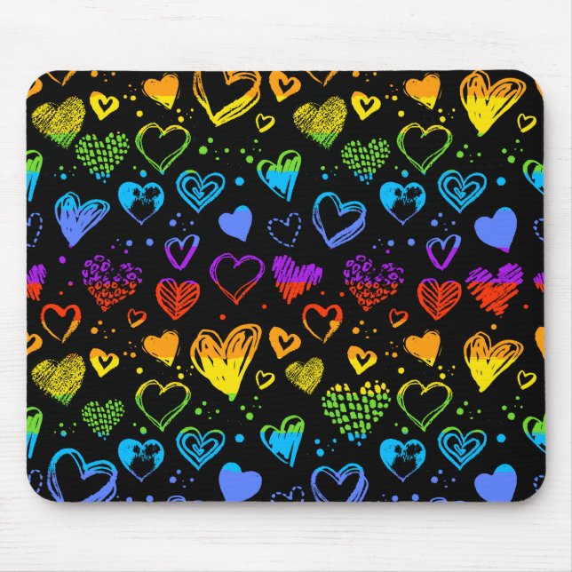 Neon hearts Mousepad Musmatta (Framsidan)