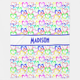 Neon Hearts on White, Personlig Fleecefilt