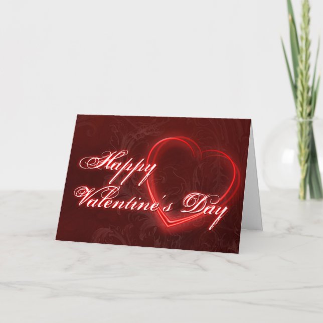 Neon Hearts Valentine Day Greeting Card Inbjudan (Framsida)