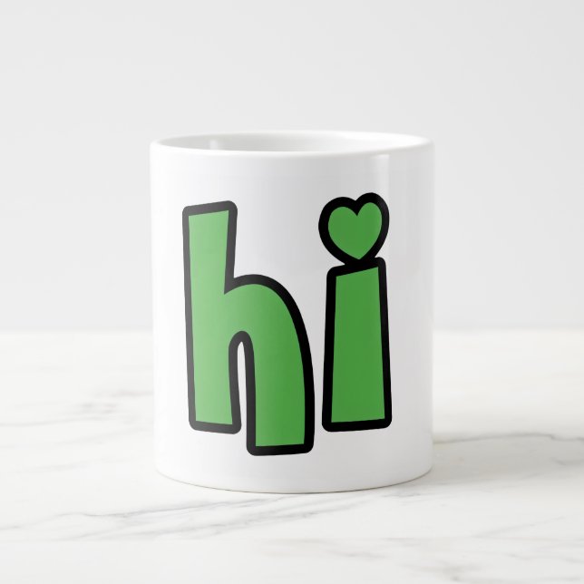Neon Hello, Heart Included 🌿 Glow-in-the-Dark "Hi Jumbo Mugg (Framsidan)