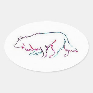 Neon Herd~Gräns Collie Sticker Ovalt Klistermärke