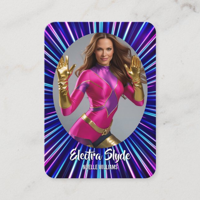 Neon Hero Glow Coscards Cosplay Byteskort Visitkort (Framsida)