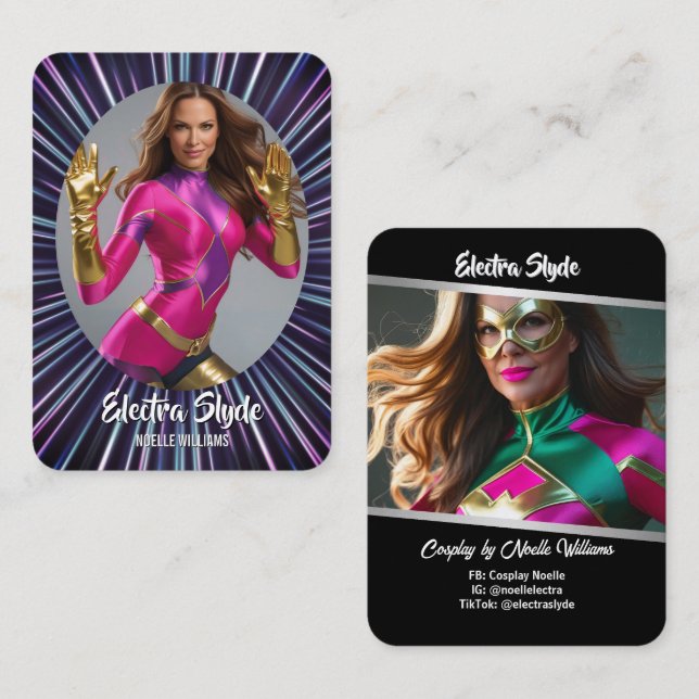 Neon Hero Glow Coscards Cosplay Byteskort Visitkort (Fram/baksida)
