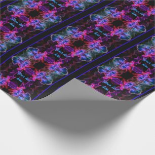 Neon Hibiscus Abstrakt Personlig Flower Art Presentpapper