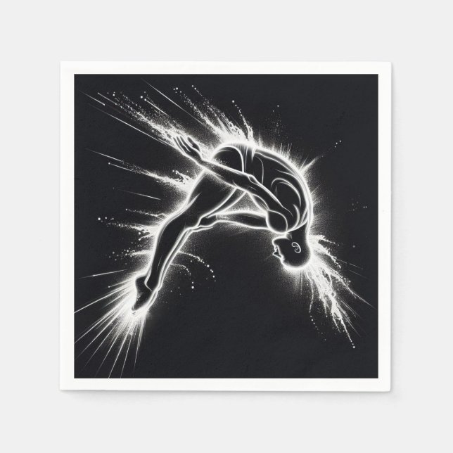 Neon High Diver på svart Pappersservett (Framsidan)