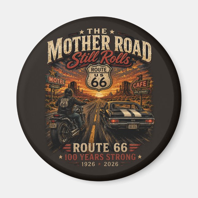 Neon Highway Garage Rutt 66 Samlarobjekt Magnet (Framsidan)
