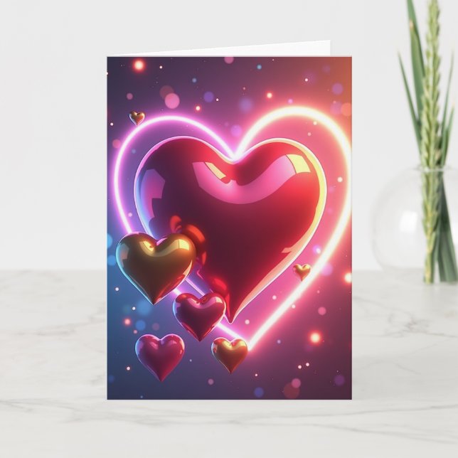 Neon Hjärtlig Morsdagskort Kort (Framsida)