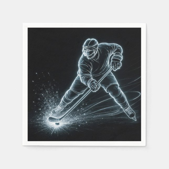 Neon Hockey Player On Ice Pappersservett (Framsidan)