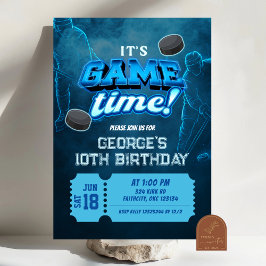 Neon Hockey Winter Birthday-inbjudan Inbjudningar