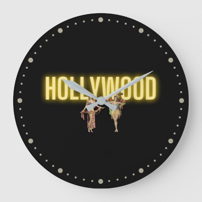 Neon Hollywood & Vintage Beauties Stor Klocka (Framsida)